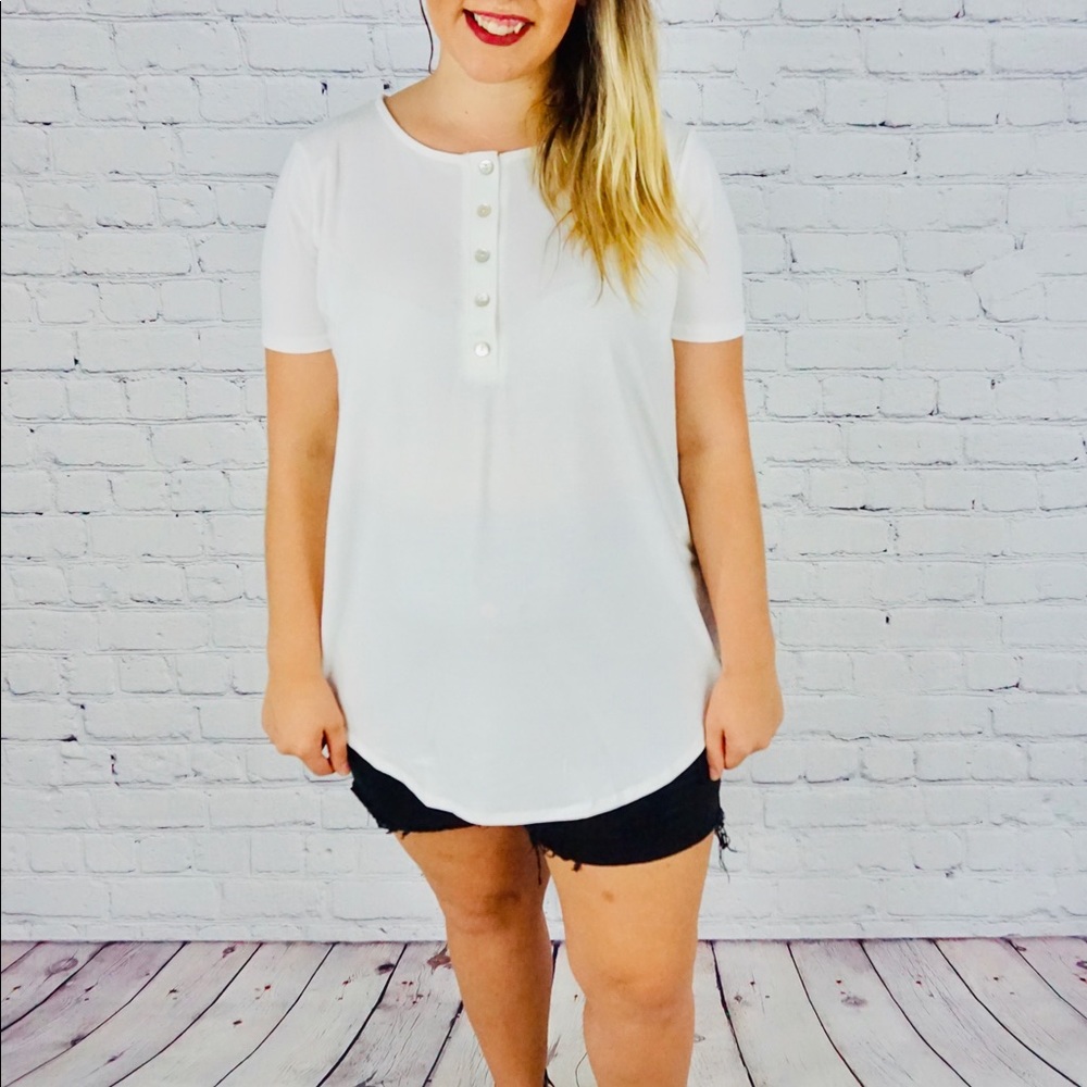 White Quarter Button Front Shirt